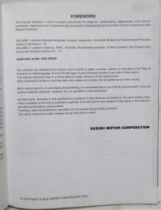 2004 Suzuki Verona RP625 Service Shop Repair Manual - Volume 2 Only