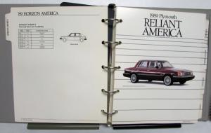 1989 Plymouth Color & Trim Gran Fury Colt Voyager Acclaim Reliant Laser Horizon