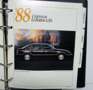 1988 Chrysler Color & Trim NewYorker Fifth Ave LeBaron Conquest TSi Town&Country