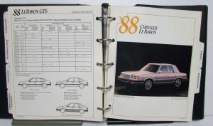 1988 Chrysler Color & Trim NewYorker Fifth Ave LeBaron Conquest TSi Town&Country