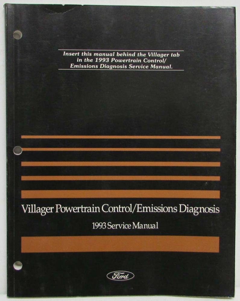 1993 Ford Powertrain Control Emissions Diagnosis Service Manual Mercury Villager