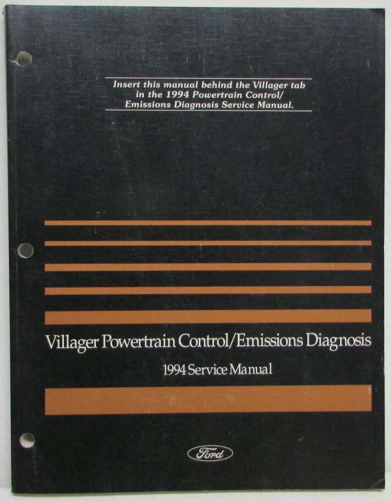 1994 Ford Powertrain Control Emissions Diagnosis Service Manual Mercury Villager