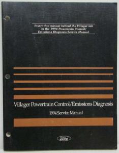 1994 Ford Powertrain Control Emissions Diagnosis Service Manual Mercury Villager