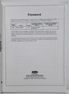 1994 Ford Powertrain Control Emissions Diagnosis Service Manual Mercury Villager