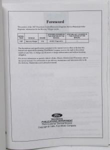 1997 Ford Powertrain Control Emissions Diagnosis Service Manual Mercury Villager