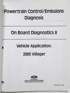 2000 Ford Powertrain Control Emissions Diagnosis Service Manual Mercury Villager