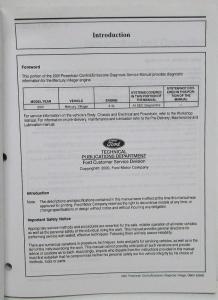 2001 Ford Powertrain Control Emissions Diagnosis Service Manual Mercury Villager
