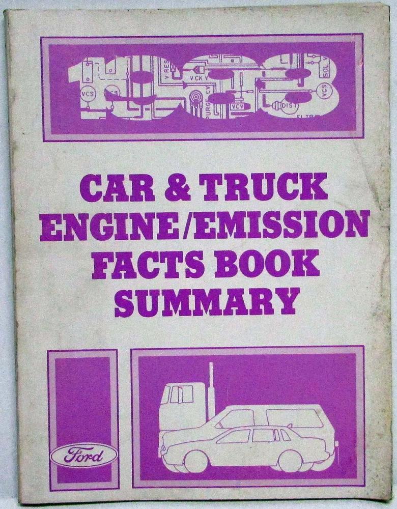 1988 Ford Car and Truck Engine Emission Facts Book Summary