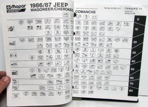 1986 1987 Jeep Wagoneer Cherokee Comanche Dealer Parts Book SJ XJ MJ PC 11