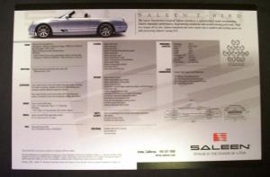 2004 Saleen Dealer Brochure Card T-Bird Ford Original Nice!
