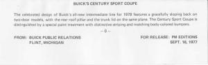 1978 Buick Century Sport Coupe Press Photo and Release 0256