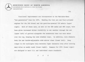 1974 Mercedes-Benz Functional Improvements Press Photo and Release 0016