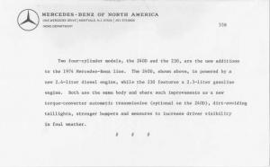 1974 Mercedes-Benz 240D Press Photo and Release 0017