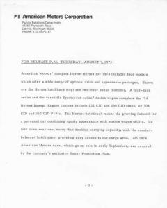 1974 AMC Hornet Hatchback and 2-Door Sedan Press Photo and Release 0056