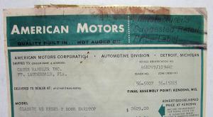 1966 American Motors AMC Rebel V8 2 Door Hardtop Window Sticker Original