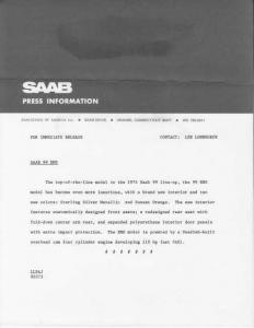 1974 Saab 99 EMS Press Photo and Release 0066