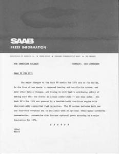 1974 Saab 99 Press Photo and Release 0067