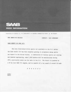 1974 Saab Sonett III Press Photo and Release 0068