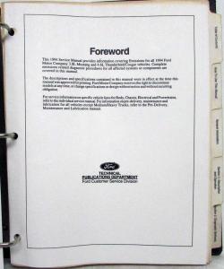 1994 Ford Powertrain Control Emissions Diagnosis Service Manual Car Only OBD-II