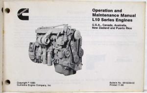 1987 Cummins Owners Operation and Maintenance Manual - L10 Series Engines