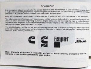 1989 Cummins Owners Operation and Maintenance Manual - L10 Series Engines