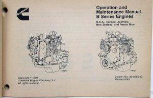 1994 Cummins Owners Operation and Maintenance Manual - B Series Engines