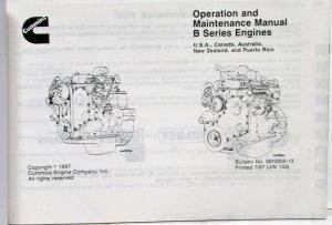 1998 Cummins Owners Operation and Maintenance Manual - B Series Engines