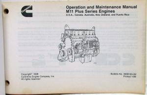 1998 Cummins Owners Operation and Maintenance Manual - M11 Plus Series Engines