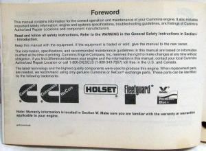 1998 Cummins Owners Operation and Maintenance Manual - M11 Plus Series Engines