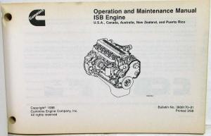 1998 Cummins Owners Operation and Maintenance Manual - ISB Engine