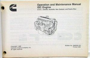 1998 Cummins Owners Operation and Maintenance Manual - ISC Engine