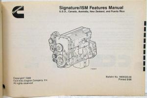 1999 Cummins Owners Operation and Maintenance Manual - Signature/ISM Features