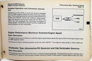 1999 Cummins Owners Operation and Maintenance Manual - Signature/ISM Features