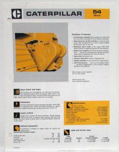 1986 Caterpillar 54 Winch Sales Spec Sheet