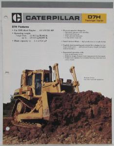 1986 Caterpillar D7H Track-Type Tractor Sales Brochure