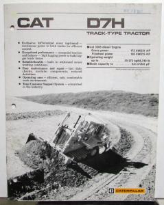 1988 Caterpillar D7H Track-Type Tractor Sales Brochure