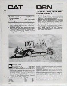 1987 Caterpillar D8N Track-Type Tractor Preliminary Sales Spec Folder