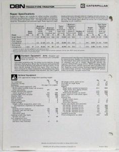 1987 Caterpillar D8N Track-Type Tractor Preliminary Sales Spec Folder