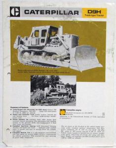 1975 Caterpillar D9H Track-Type Tractor Sales Spec Folder
