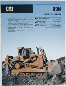 1989 Caterpillar D9N Track-Type Tractor Sales Brochure - REVISED