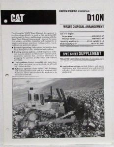 1994 Caterpillar D10N Waste Disposal Arrangement Sales Spec Supplement Brochure