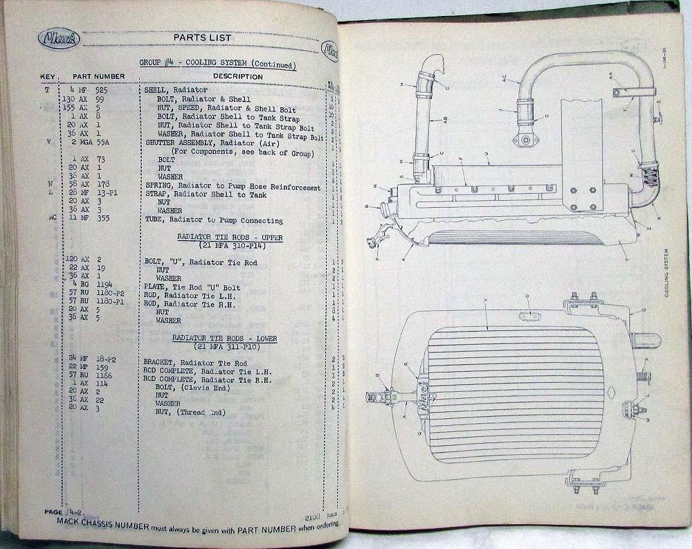 1953 Mack LHSW Model with NHB Diesel Engine Truck Parts Book Number 2108