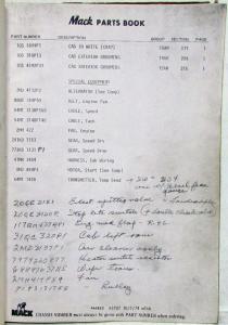 1975 Mack F785T 14845-919 Model Truck Parts Book - Number 3787