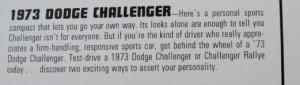 NOS Mopar 1973 Dodge Postcard Challenger Rallye