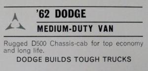 NOS Mopar 1962 Dodge Truck Post Cards Sweptline Pickup Medium Duty Van D500 Set