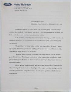 1968 Ford Thunderbird Product News Media Information Press Kit Folder