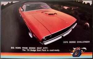 NOS Mopar 1970 Dodge Scat Pack Postcard featuring Challenger With Shaker Hood