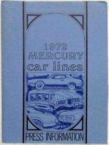 1972 Mercury Car Lines Product News Media Info Press Kit - Pantera Capri Cougar