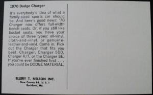 NOS Mopar 1970 Dodge Scat Pack Postcard featuring Charger