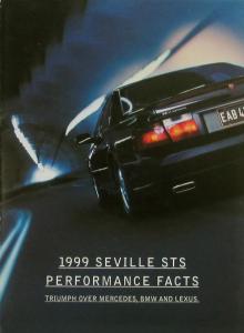 1999 Cadillac Seville STS Performance Facts Comparison Sales Folder Original